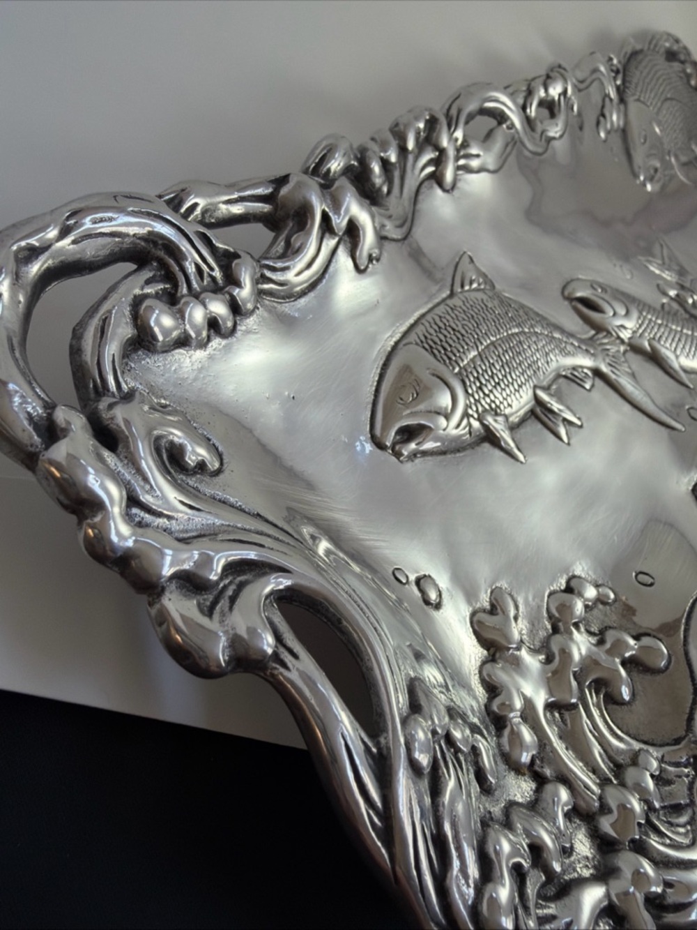 Vintage 2001 Arthur Court Jumping Fish Cast Aluminum Tray Rare - Picture 13 of 16